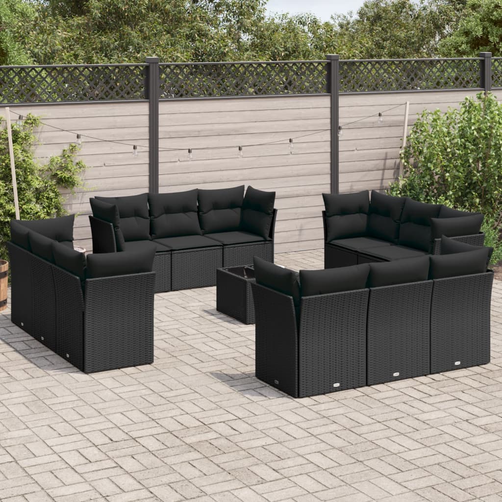 12-delige Loungeset met kussens poly rattan