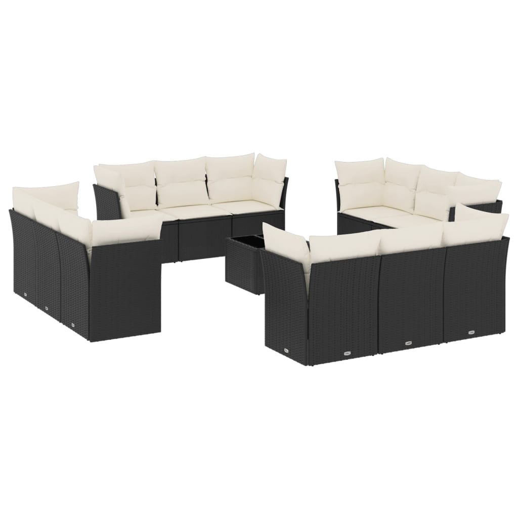 12-delige Loungeset met kussens poly rattan