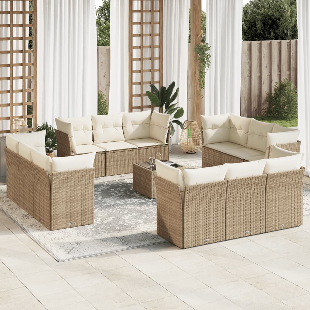 12-delige Loungeset met kussens poly rattan