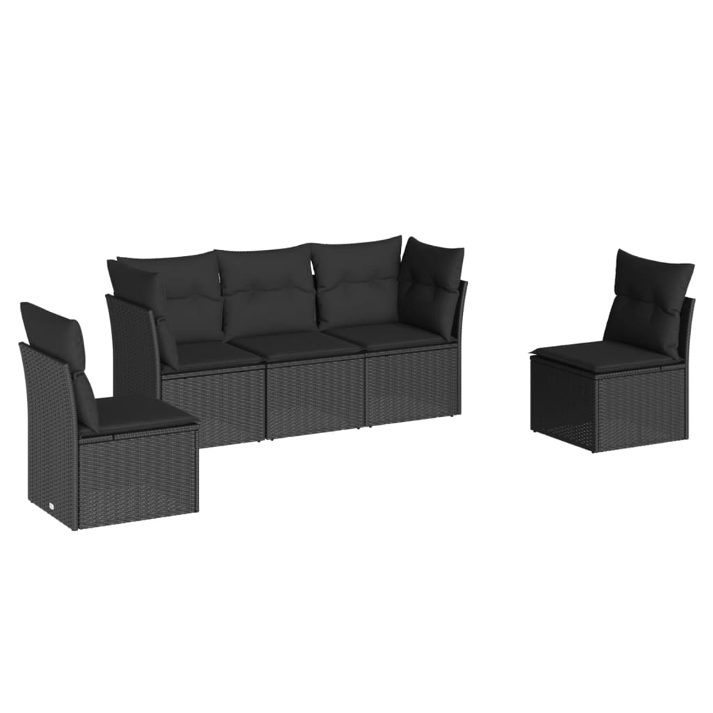 6-delige Loungeset met kussens poly rattan