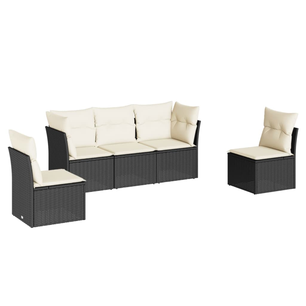 6-delige Loungeset met kussens poly rattan