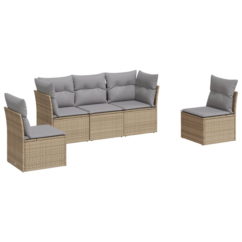 6-delige Loungeset met kussens poly rattan