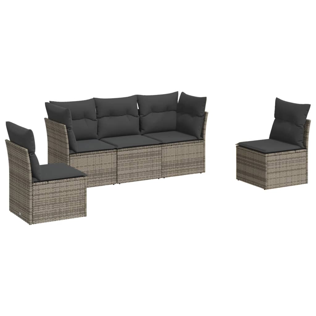 6-delige Loungeset met kussens poly rattan