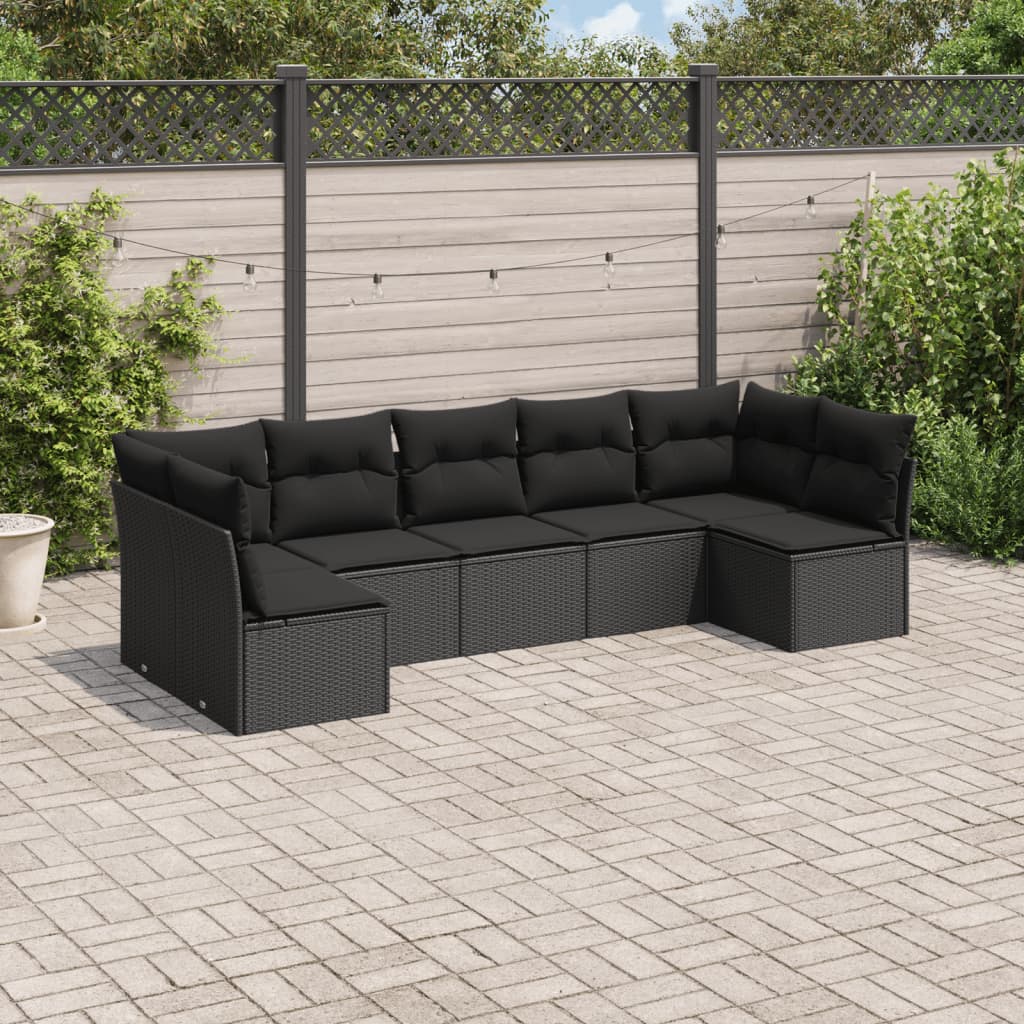 8-delige Loungeset met kussens poly rattan