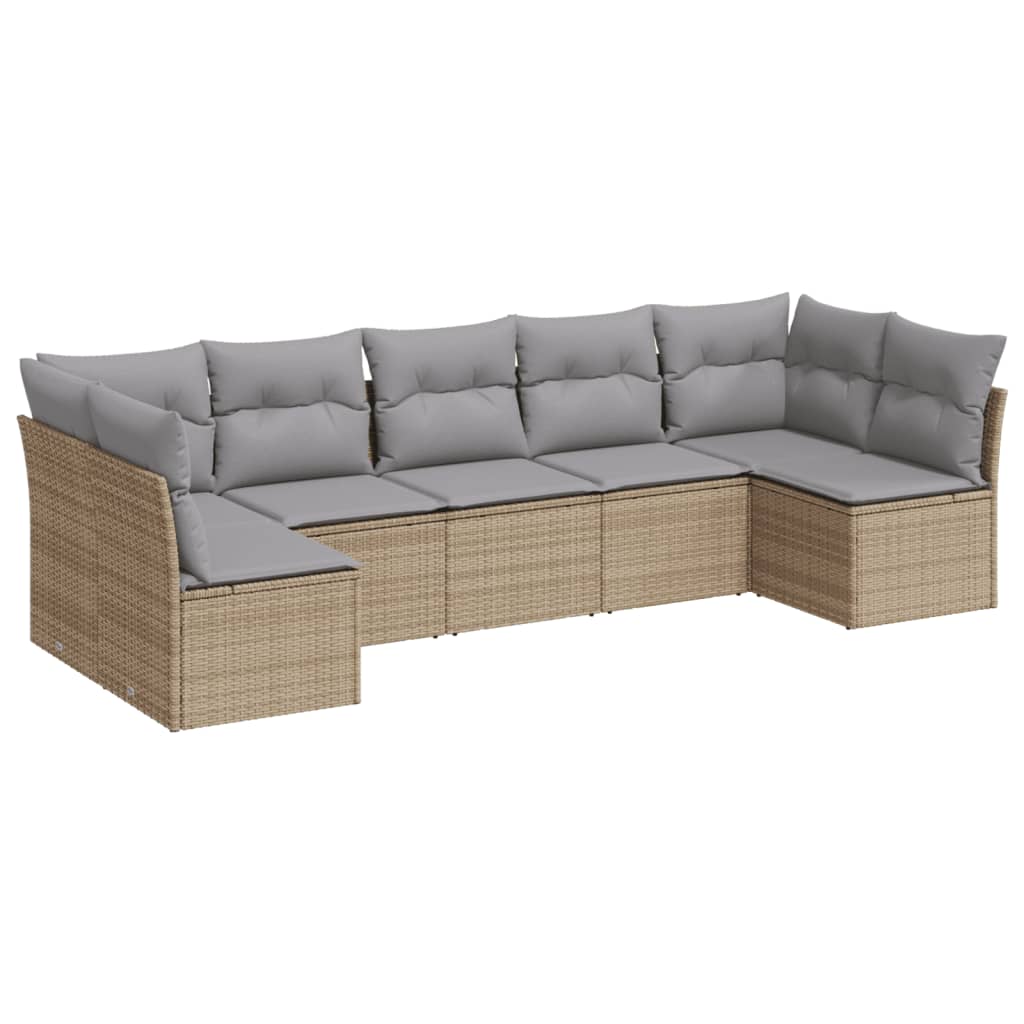 8-delige Loungeset met kussens poly rattan