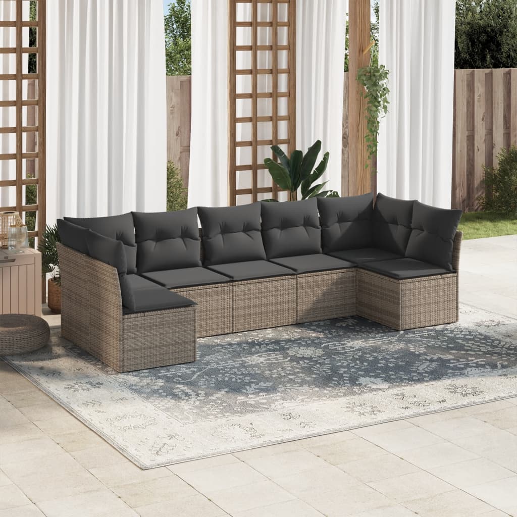 8-delige Loungeset met kussens poly rattan