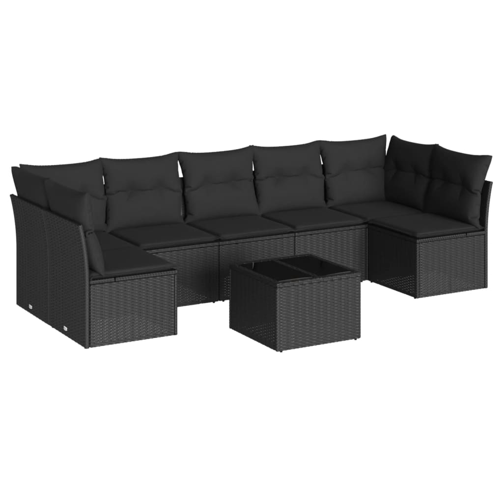 8-delige Loungeset met kussens poly rattan