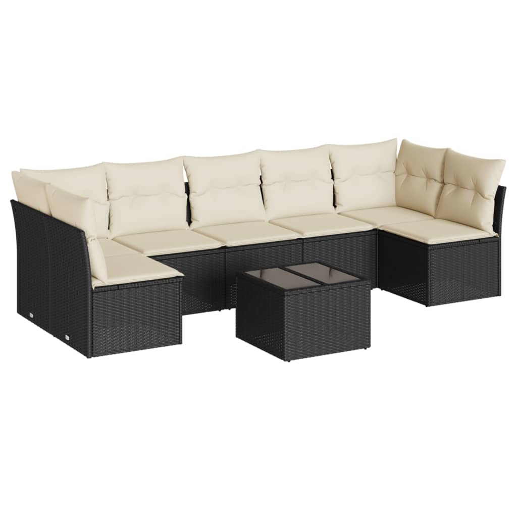 8-delige Loungeset met kussens poly rattan