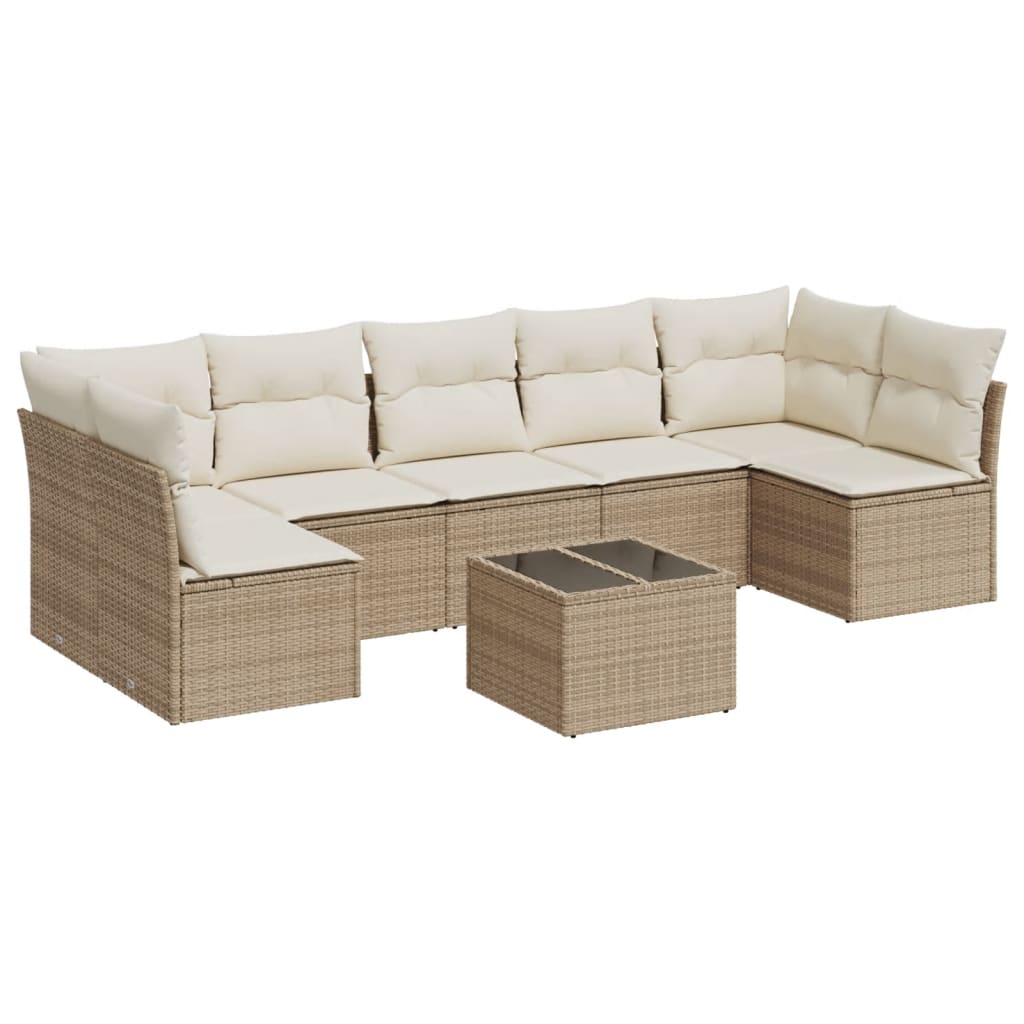 8-delige Loungeset met kussens poly rattan