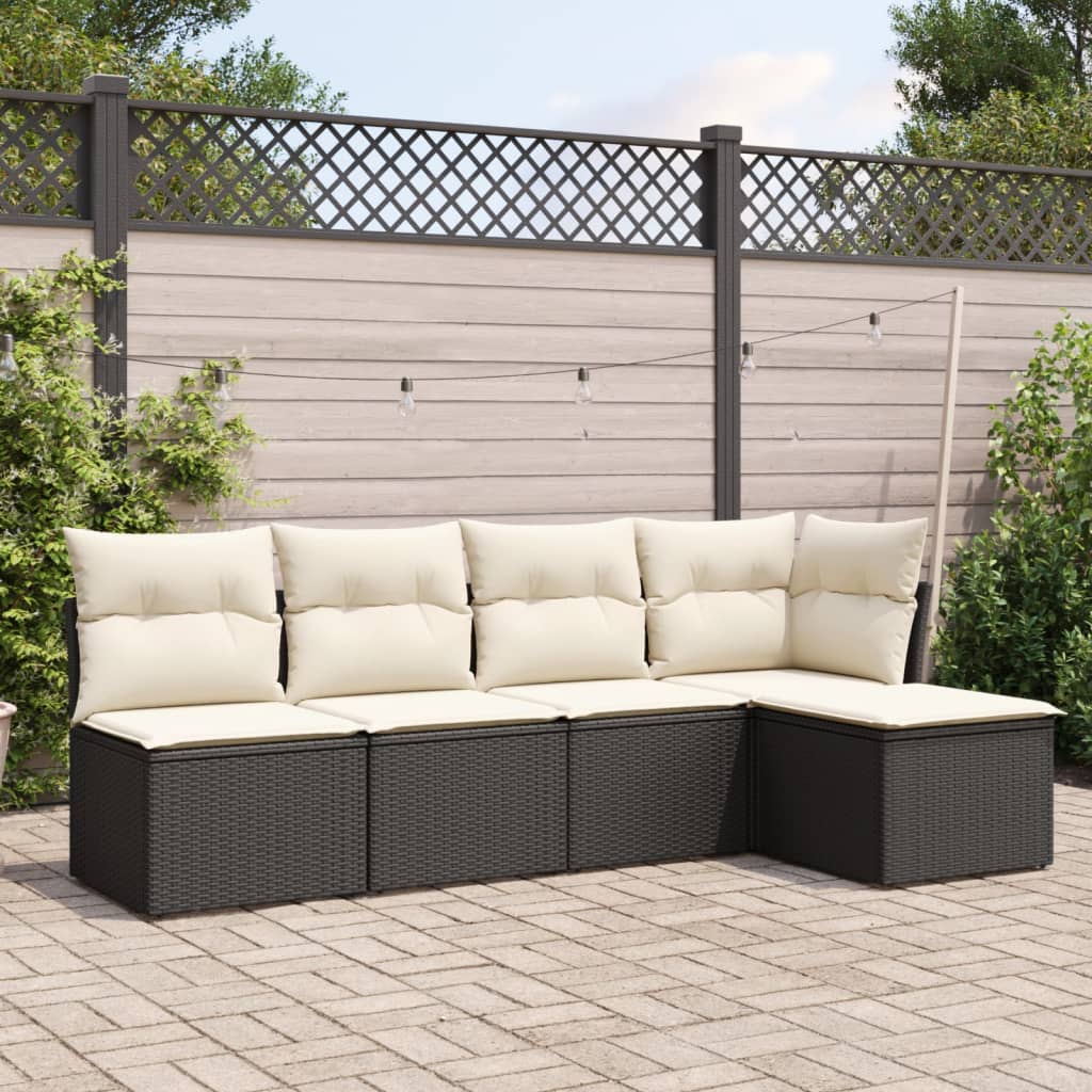 6-delige Loungeset met kussens poly rattan