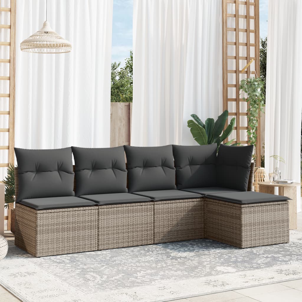 6-delige Loungeset met kussens poly rattan