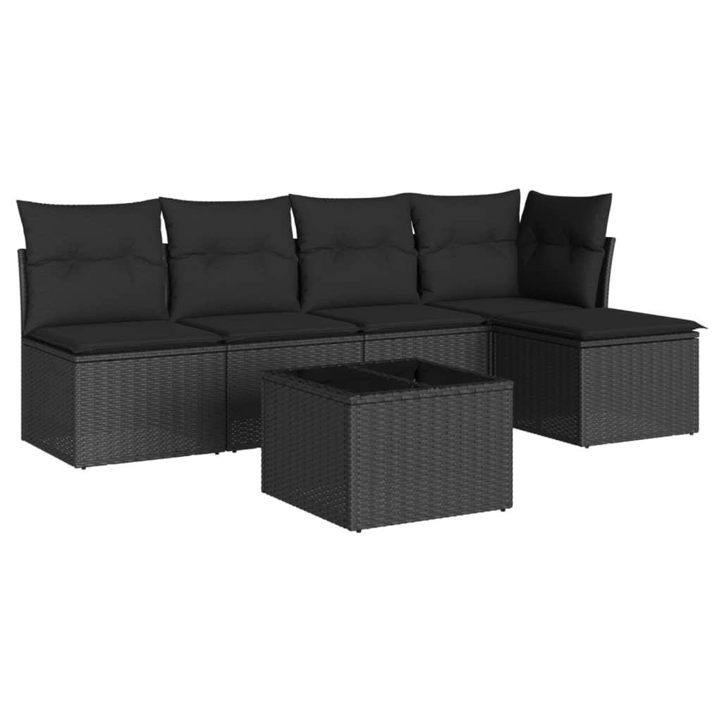 6-delige Loungeset met kussens poly rattan