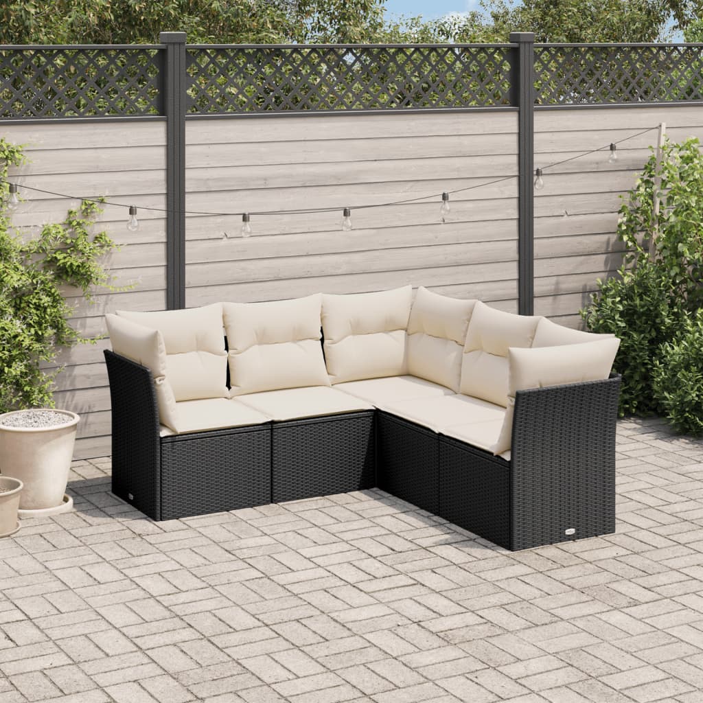 6-delige Loungeset met kussens poly rattan