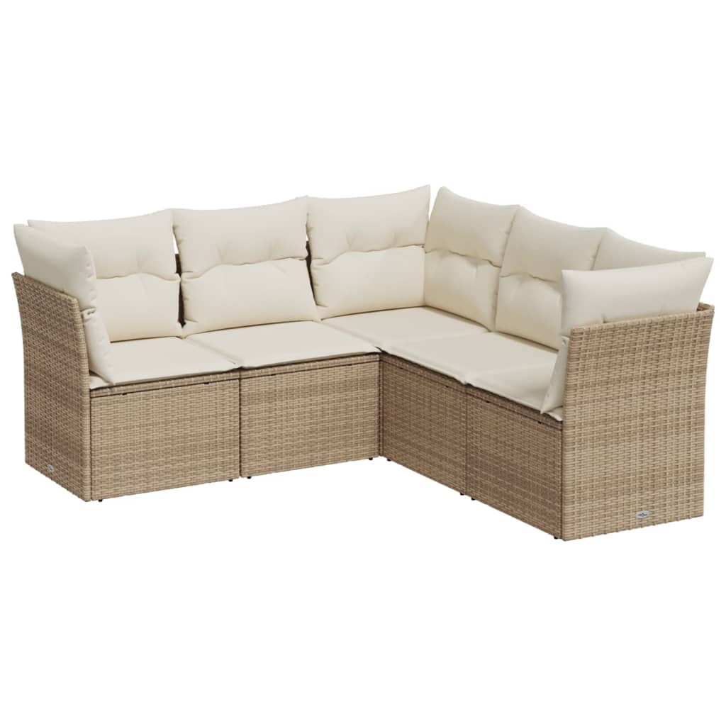 6-delige Loungeset met kussens poly rattan