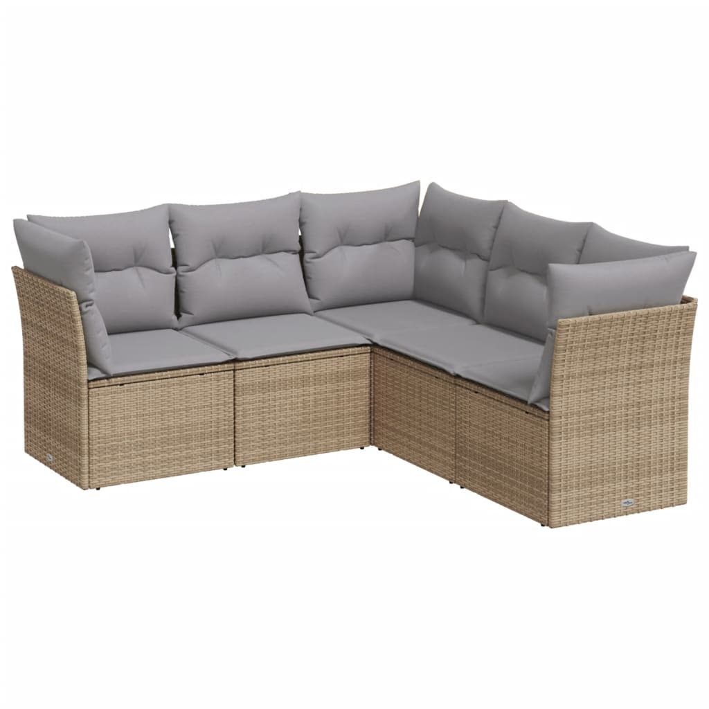 6-delige Loungeset met kussens poly rattan