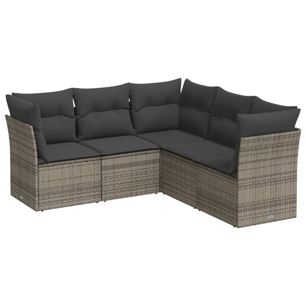 6-delige Loungeset met kussens poly rattan