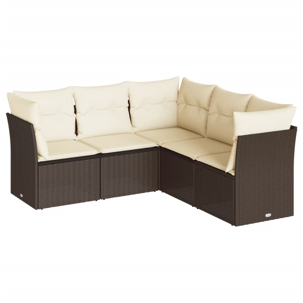 6-delige Loungeset met kussens poly rattan