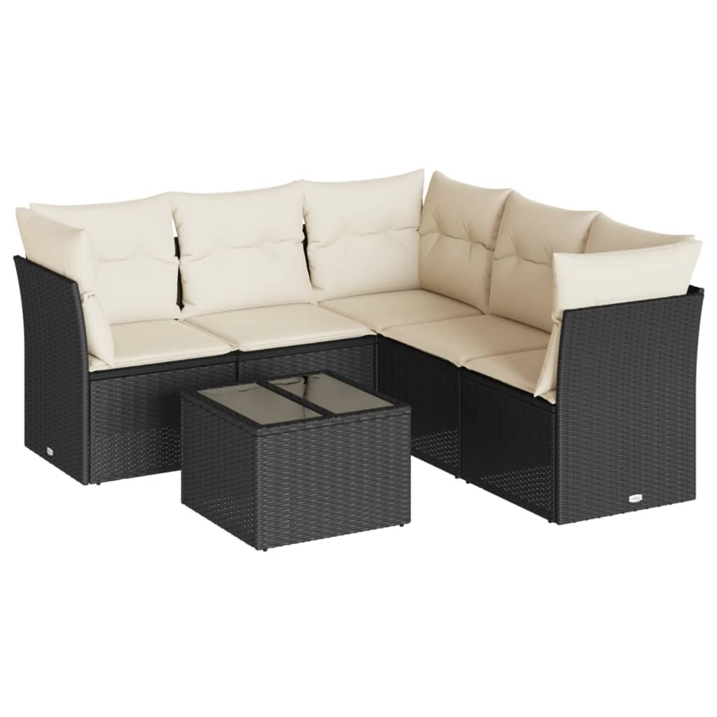 6-delige Loungeset met kussens poly rattan