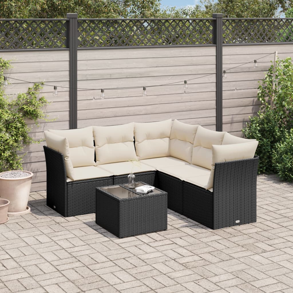 6-delige Loungeset met kussens poly rattan