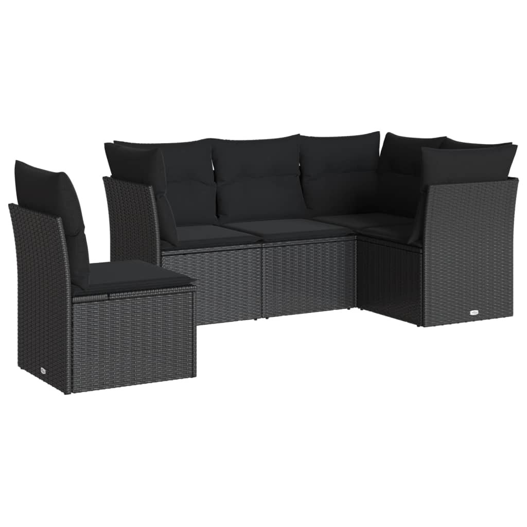 6-delige Loungeset met kussens poly rattan