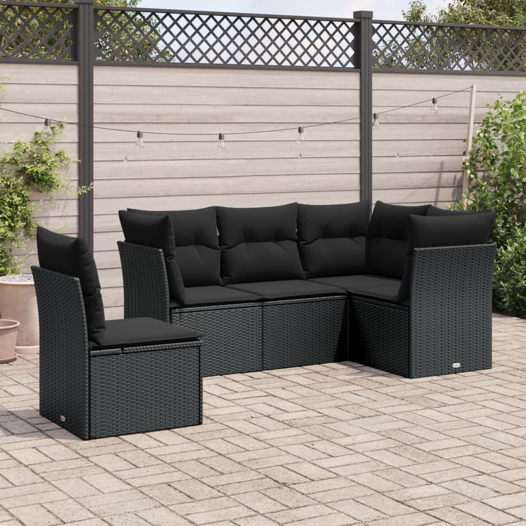 6-delige Loungeset met kussens poly rattan