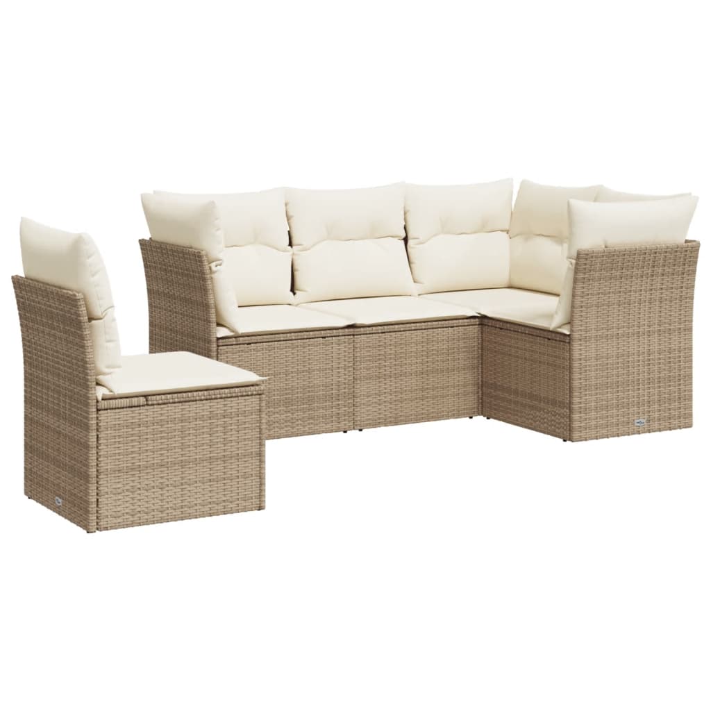 6-delige Loungeset met kussens poly rattan