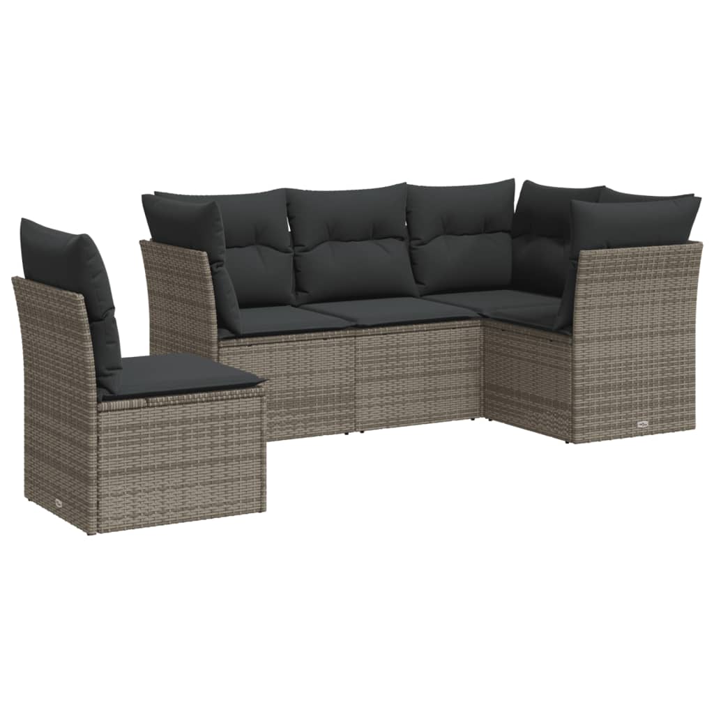 6-delige Loungeset met kussens poly rattan