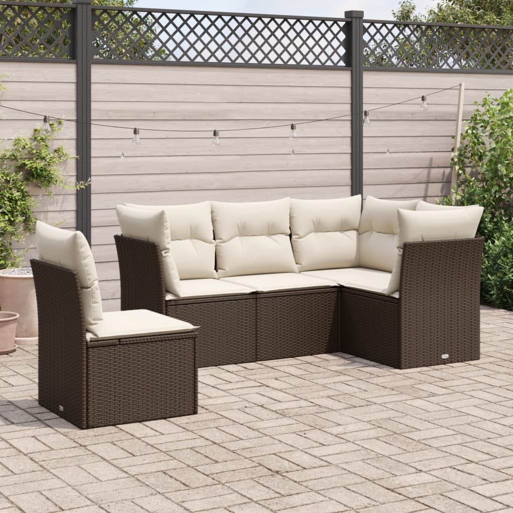 6-delige Loungeset met kussens poly rattan