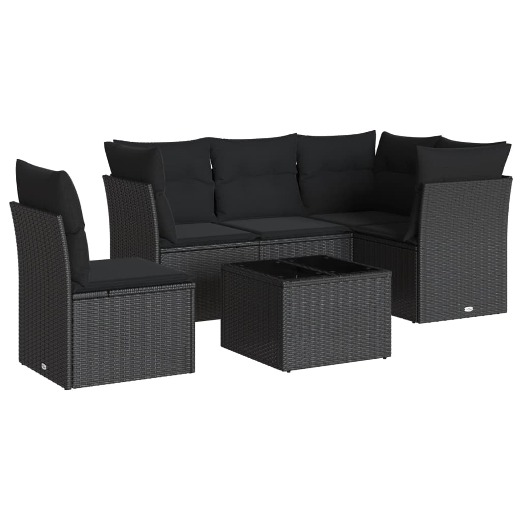 6-delige Loungeset met kussens poly rattan