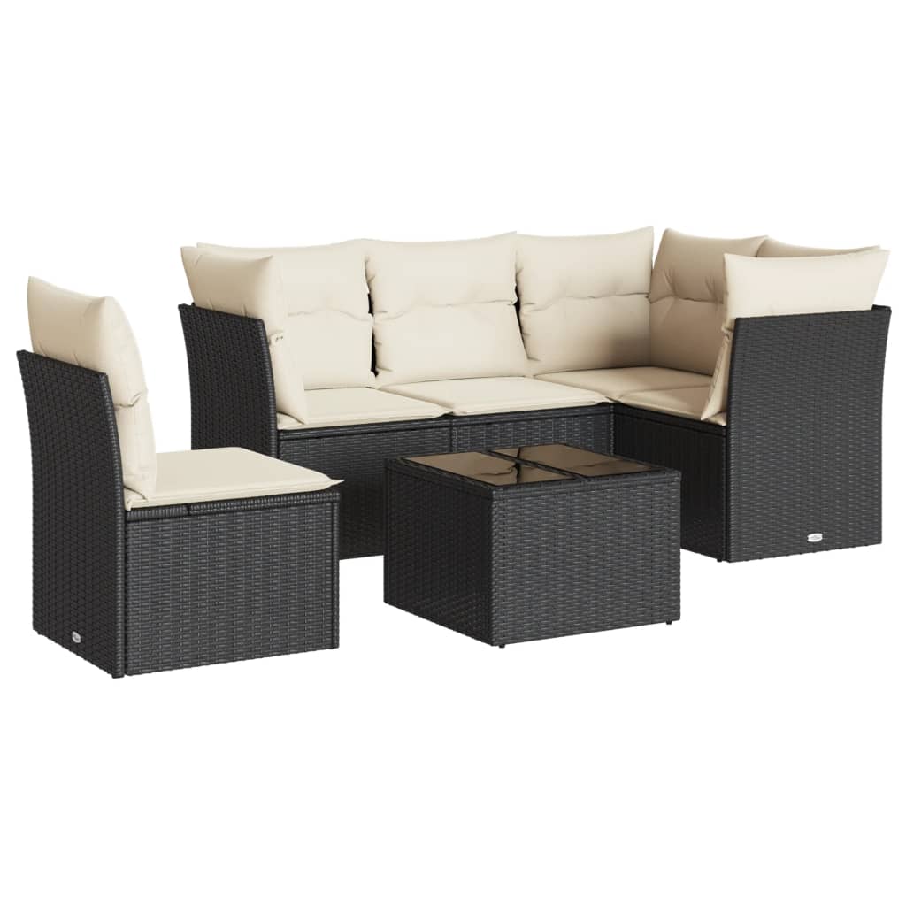 6-delige Loungeset met kussens poly rattan