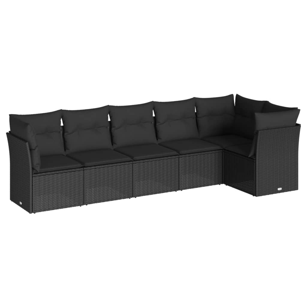 6-delige Loungeset met kussens poly rattan