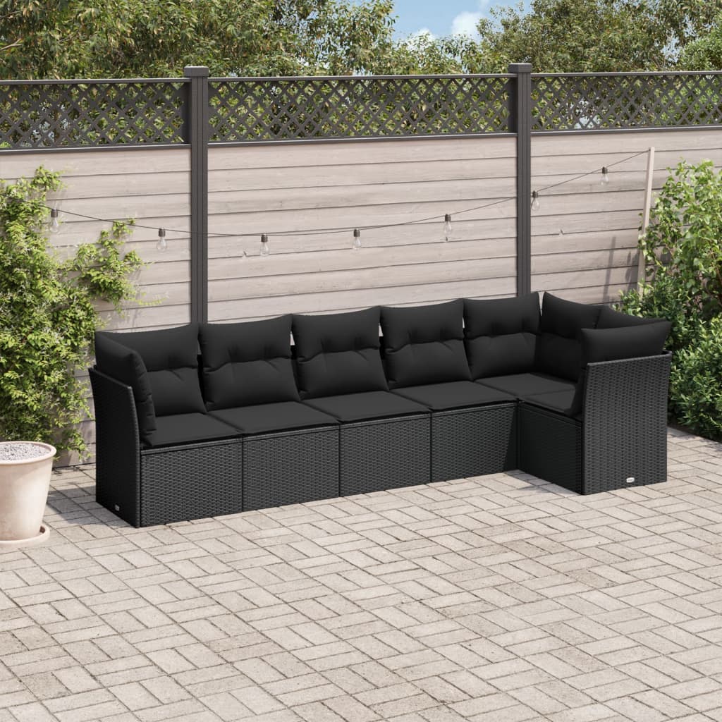 6-delige Loungeset met kussens poly rattan