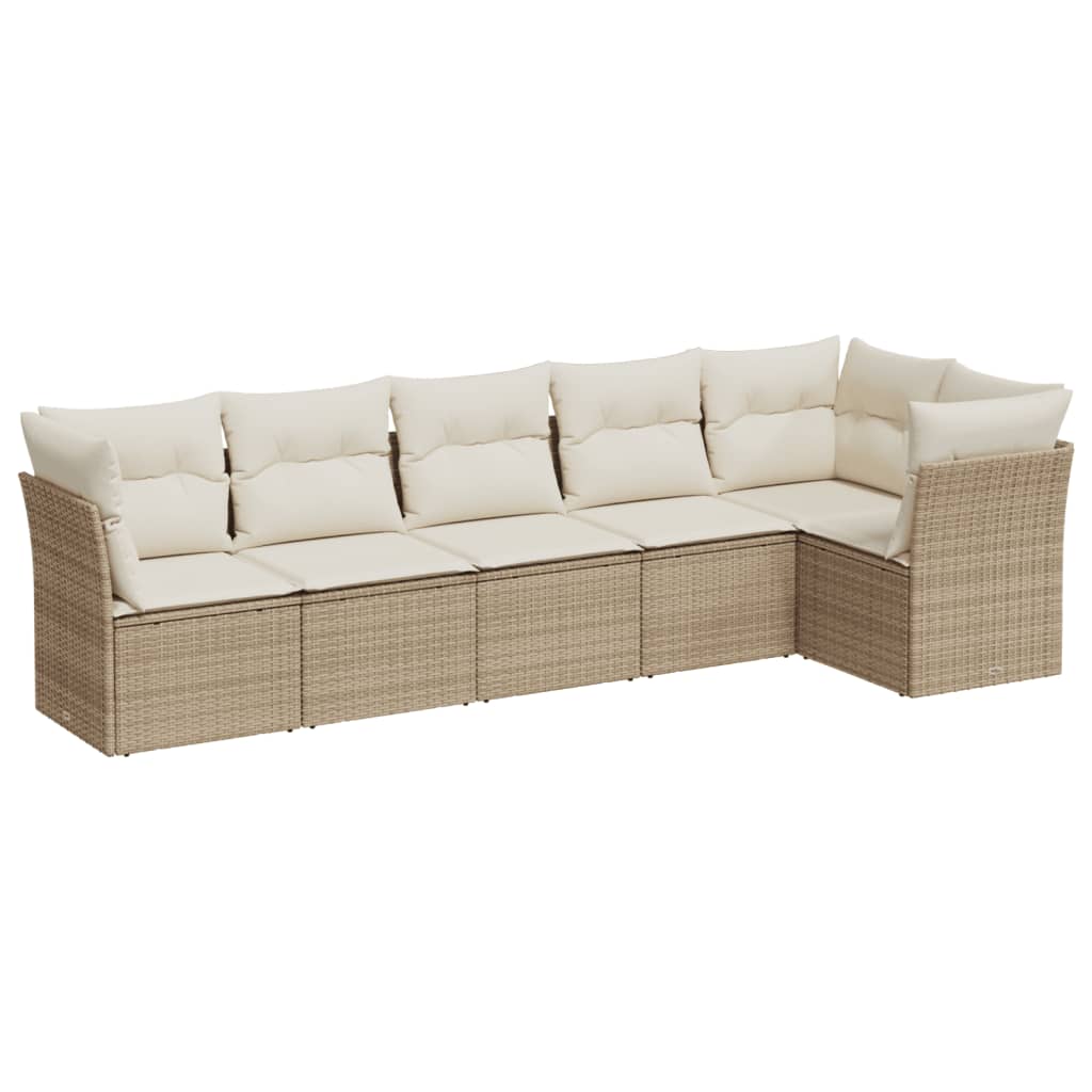 6-delige Loungeset met kussens poly rattan