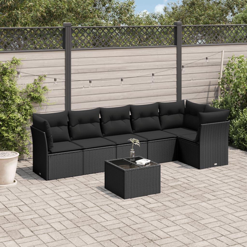 6-delige Loungeset met kussens poly rattan