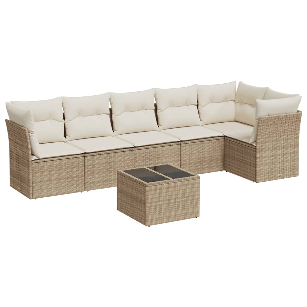 6-delige Loungeset met kussens poly rattan