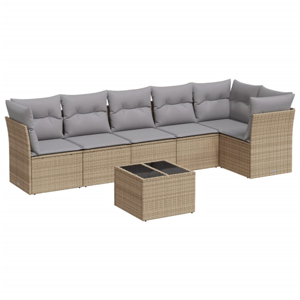 6-delige Loungeset met kussens poly rattan