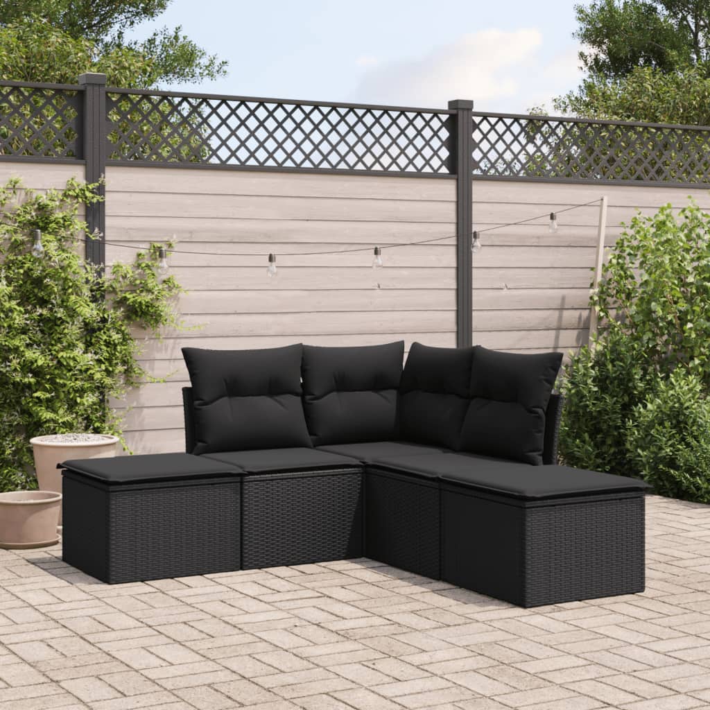 6-delige Loungeset met kussens poly rattan