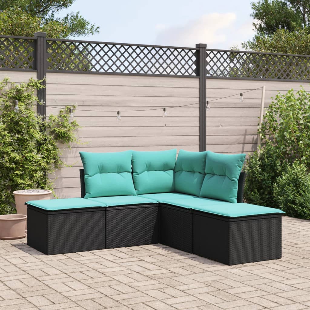 6-delige Loungeset met kussens poly rattan