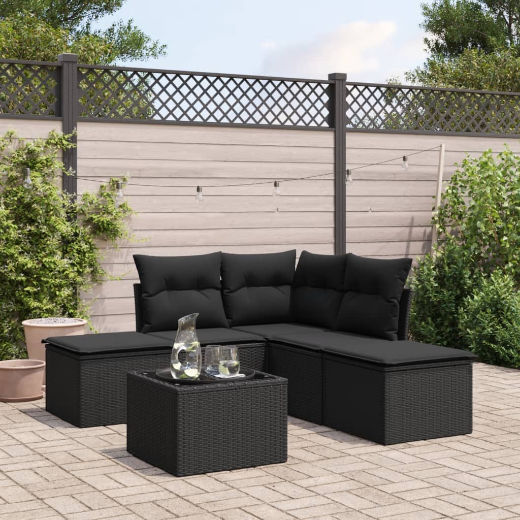 6-delige Loungeset met kussens poly rattan