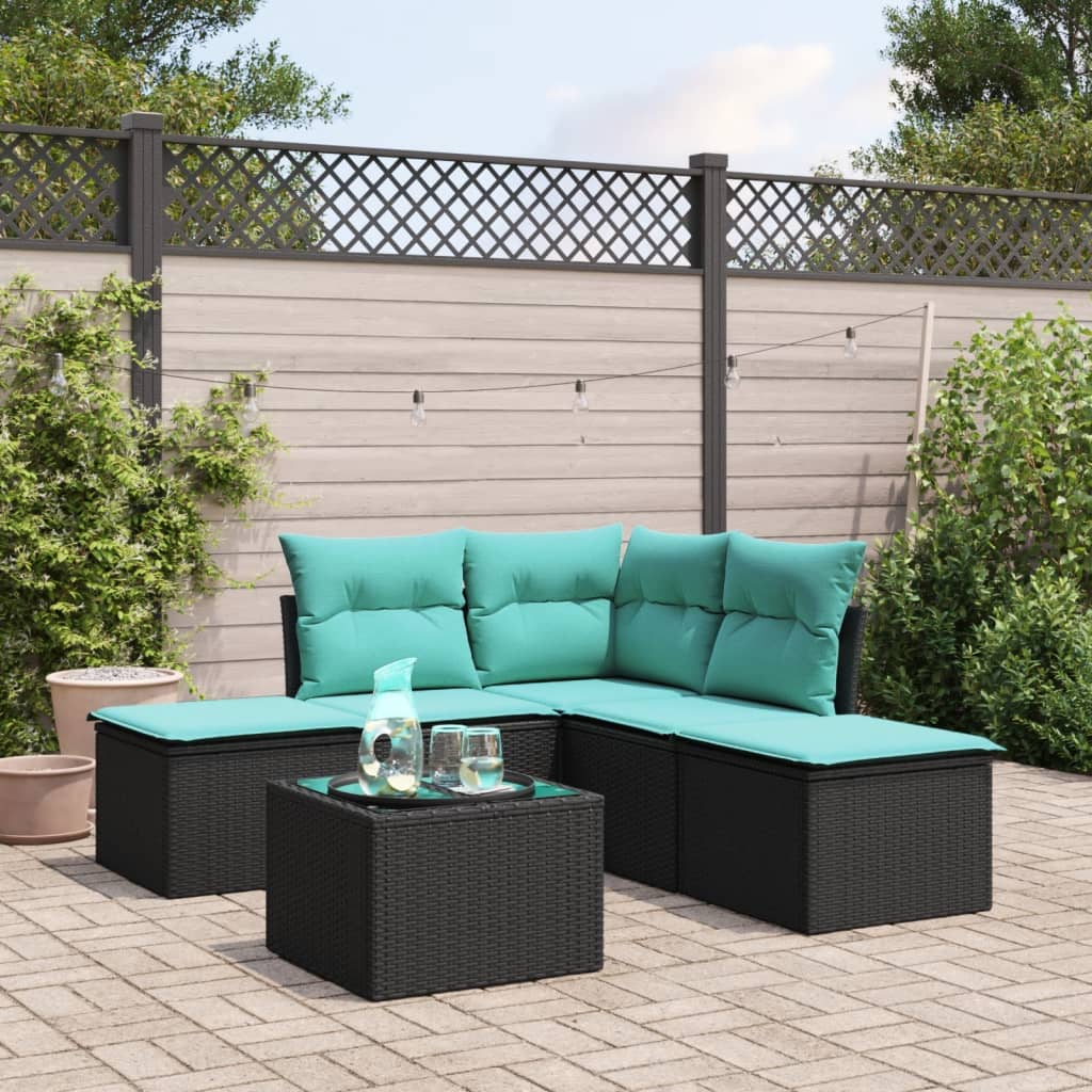 6-delige Loungeset met kussens poly rattan