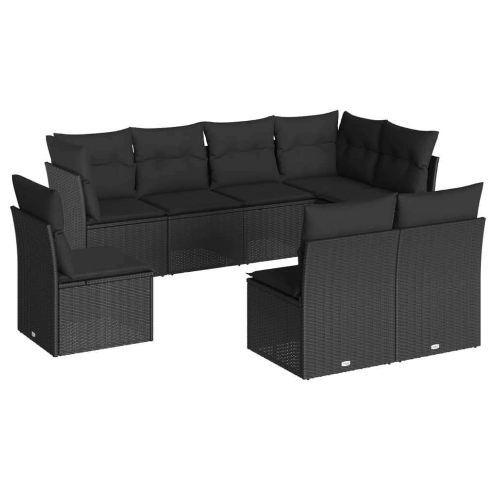 8-delige Loungeset met kussens poly rattan