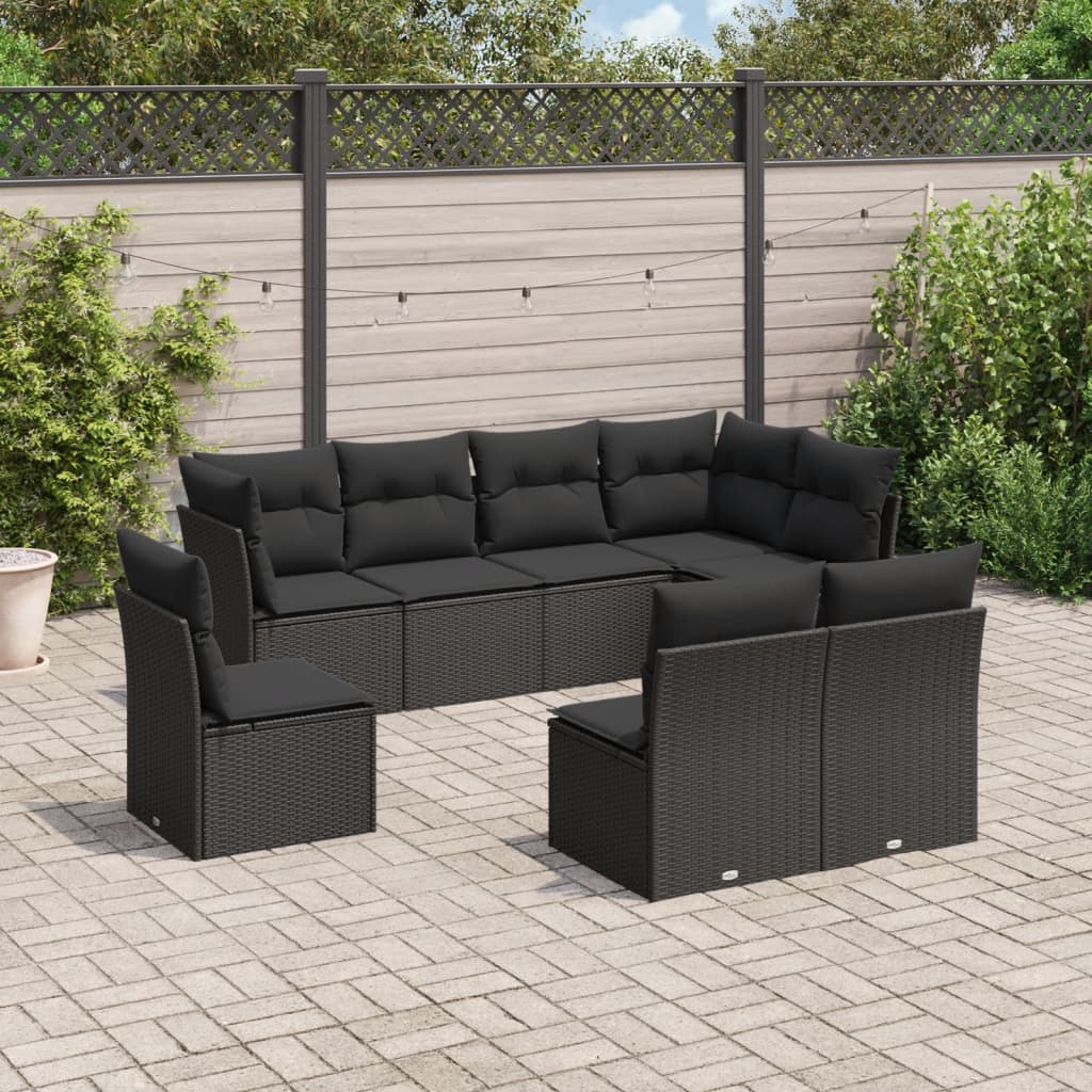 8-delige Loungeset met kussens poly rattan