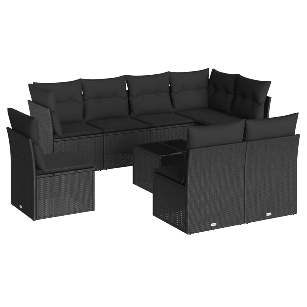 8-delige Loungeset met kussens poly rattan