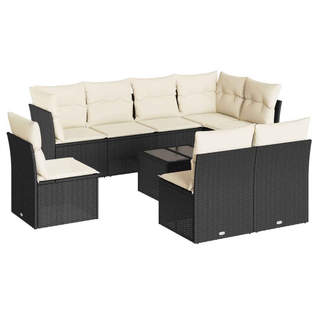 8-delige Loungeset met kussens poly rattan