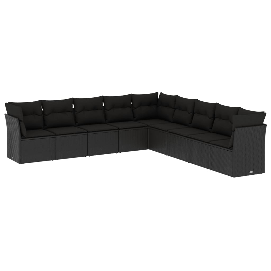 10-delige Loungeset met kussens poly rattan