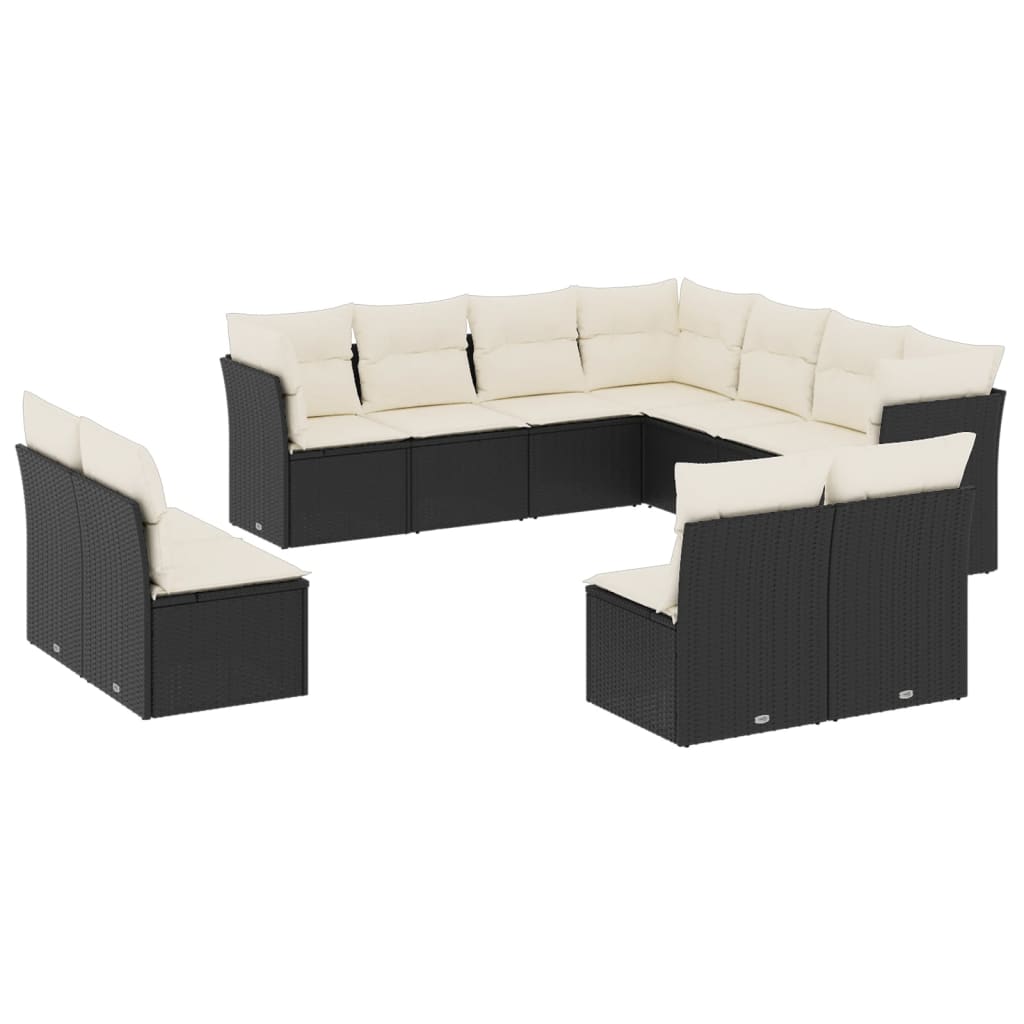 12-delige Loungeset met kussens poly rattan lichtgrijs