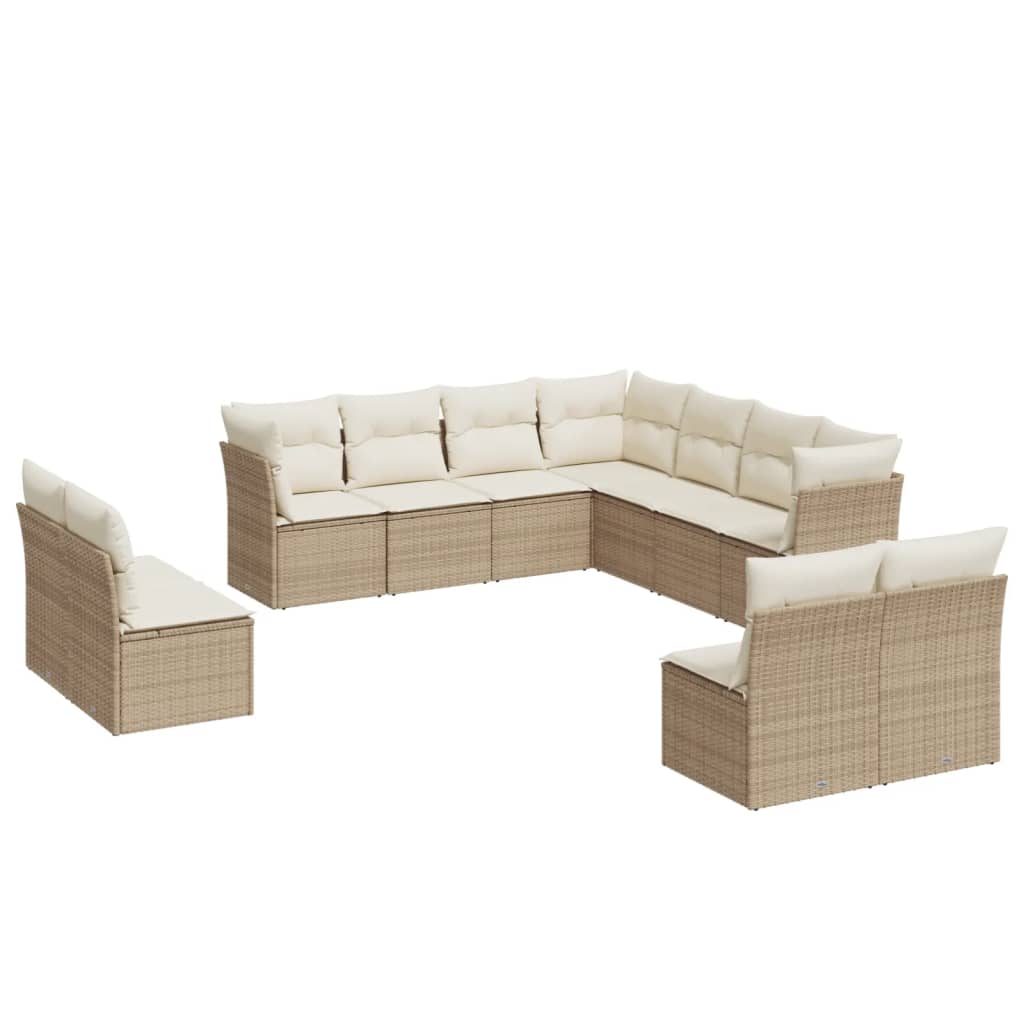 12-delige Loungeset met kussens poly rattan grijs