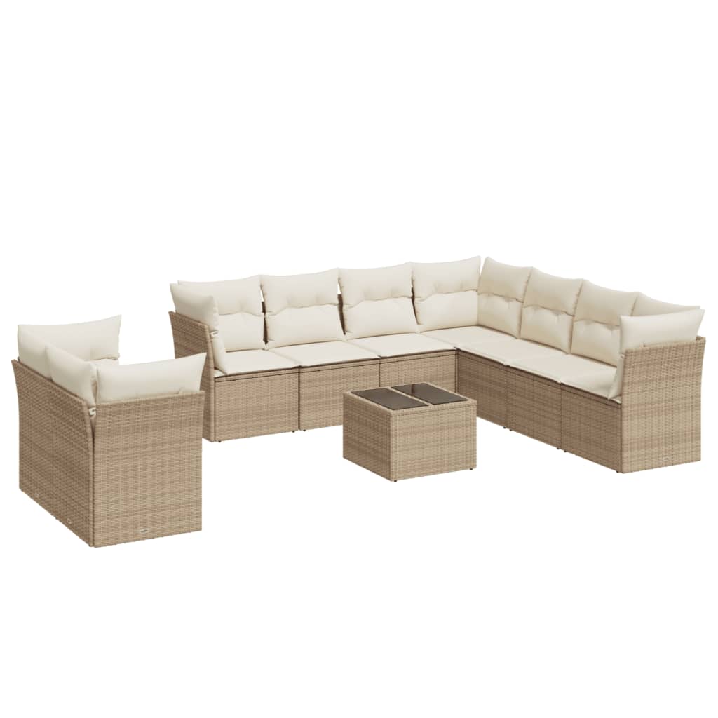 9-delige Loungeset met kussens poly rattan