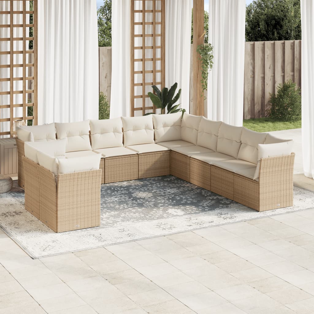 12-delige Loungeset met kussens poly rattan grijs