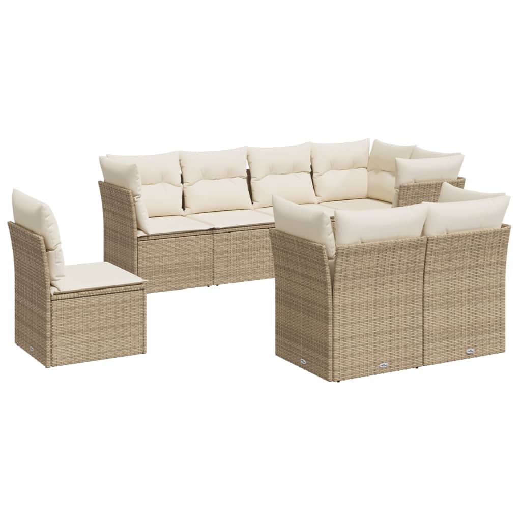 9-delige Loungeset met kussens poly rattan